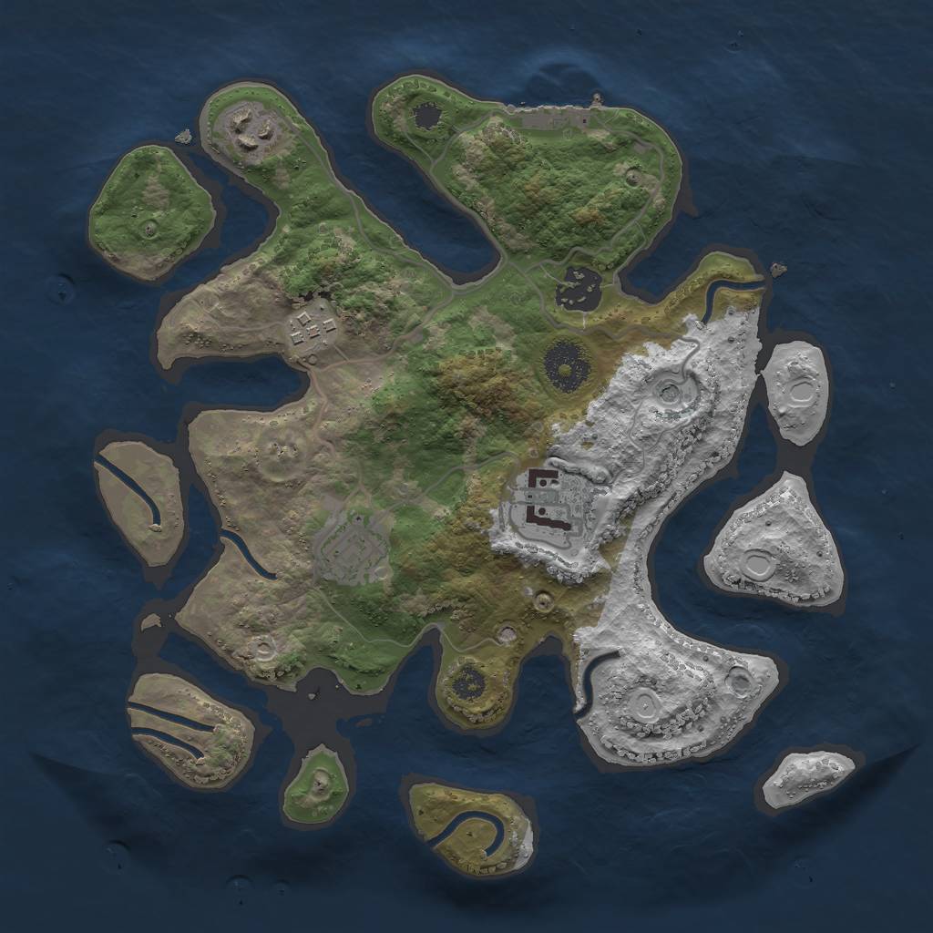 Rust Map: Procedural Map, Size: 3000, Seed: 757105546, 15 Monuments