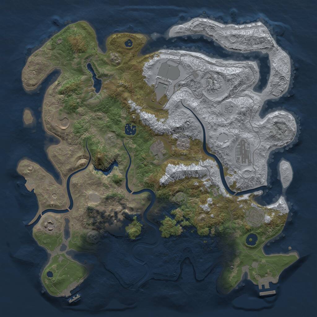 Rust Map: Procedural Map, Size: 4000, Seed: 477500, 16 Monuments
