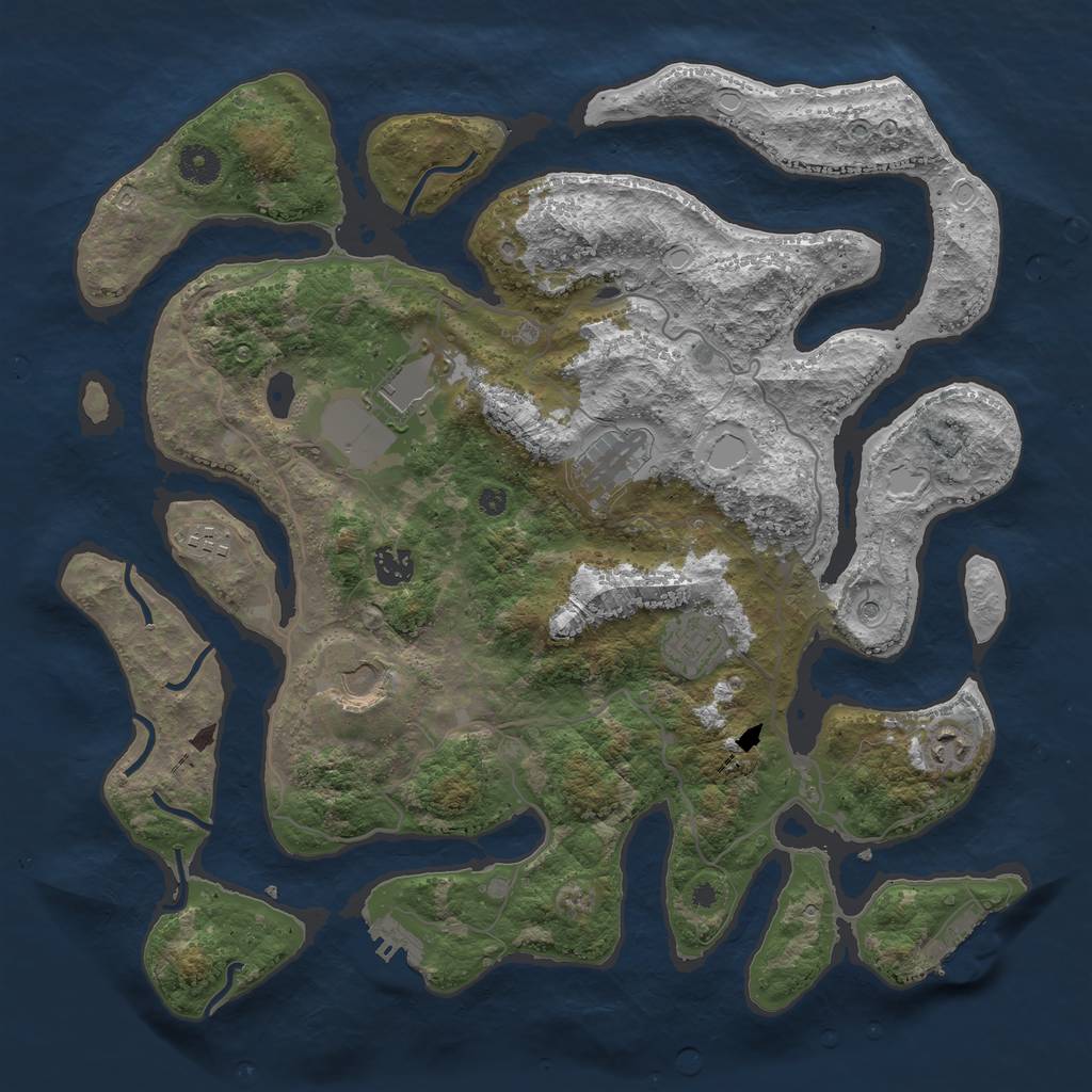 Rust Map: Procedural Map, Size: 4000, Seed: 477500, 18 Monuments