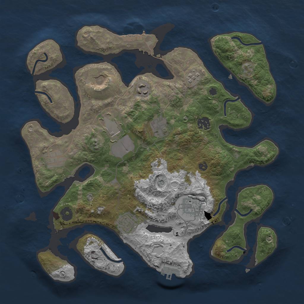 Rust Map: Procedural Map, Size: 3500, Seed: 457902769, 20 Monuments