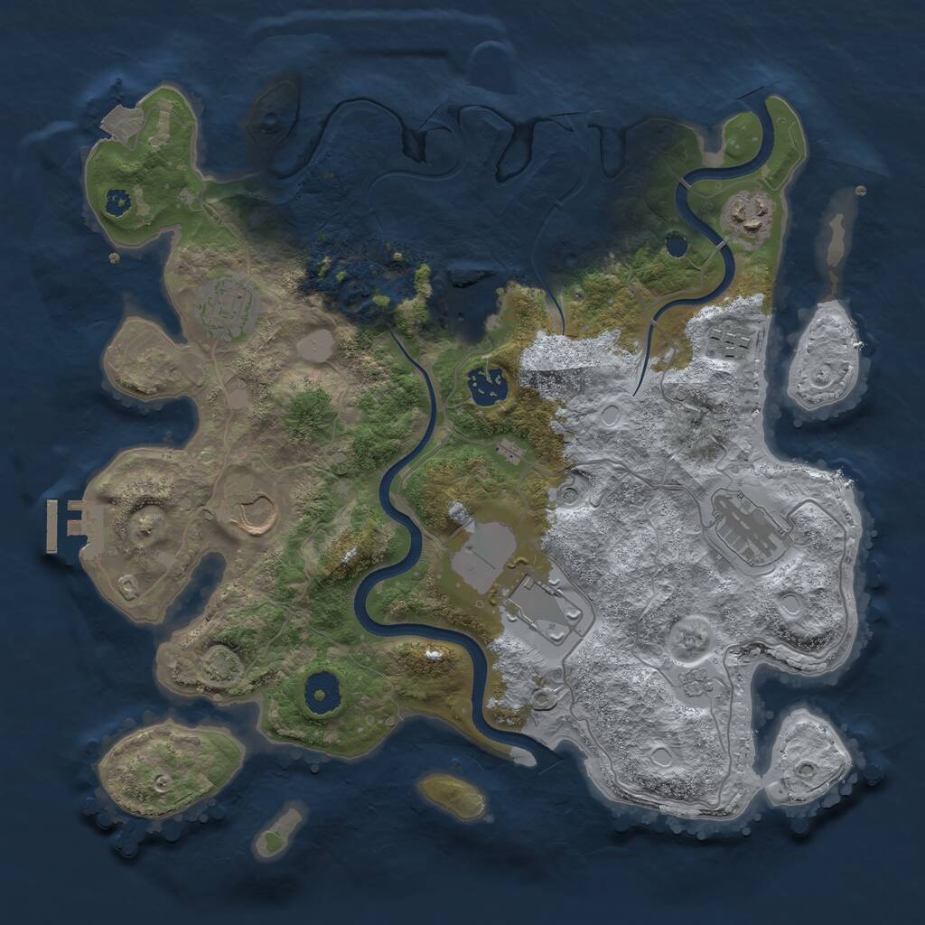 Rust Map: Procedural Map, Size: 3500, Seed: 144640562, 13 Monuments