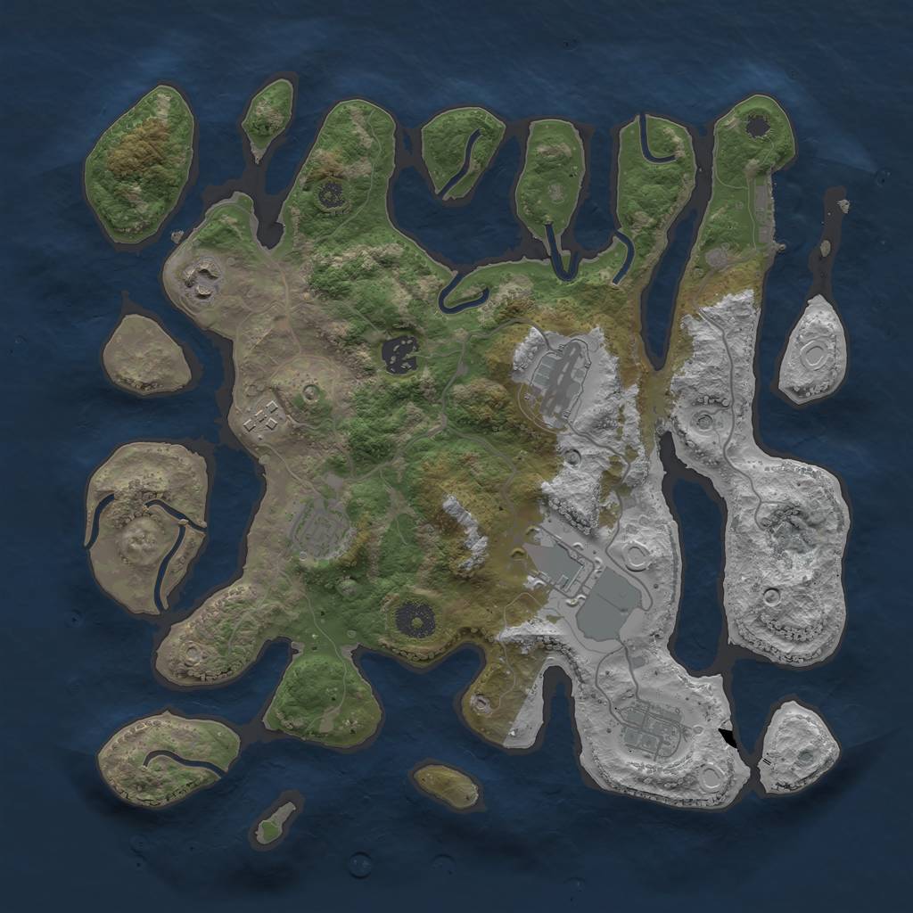 Rust Map: Procedural Map, Size: 3500, Seed: 144640562, 17 Monuments