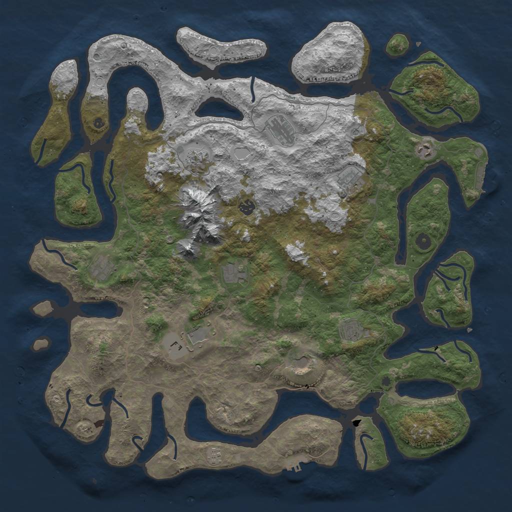 Rust Map: Procedural Map, Size: 5000, Seed: 42985, 22 Monuments