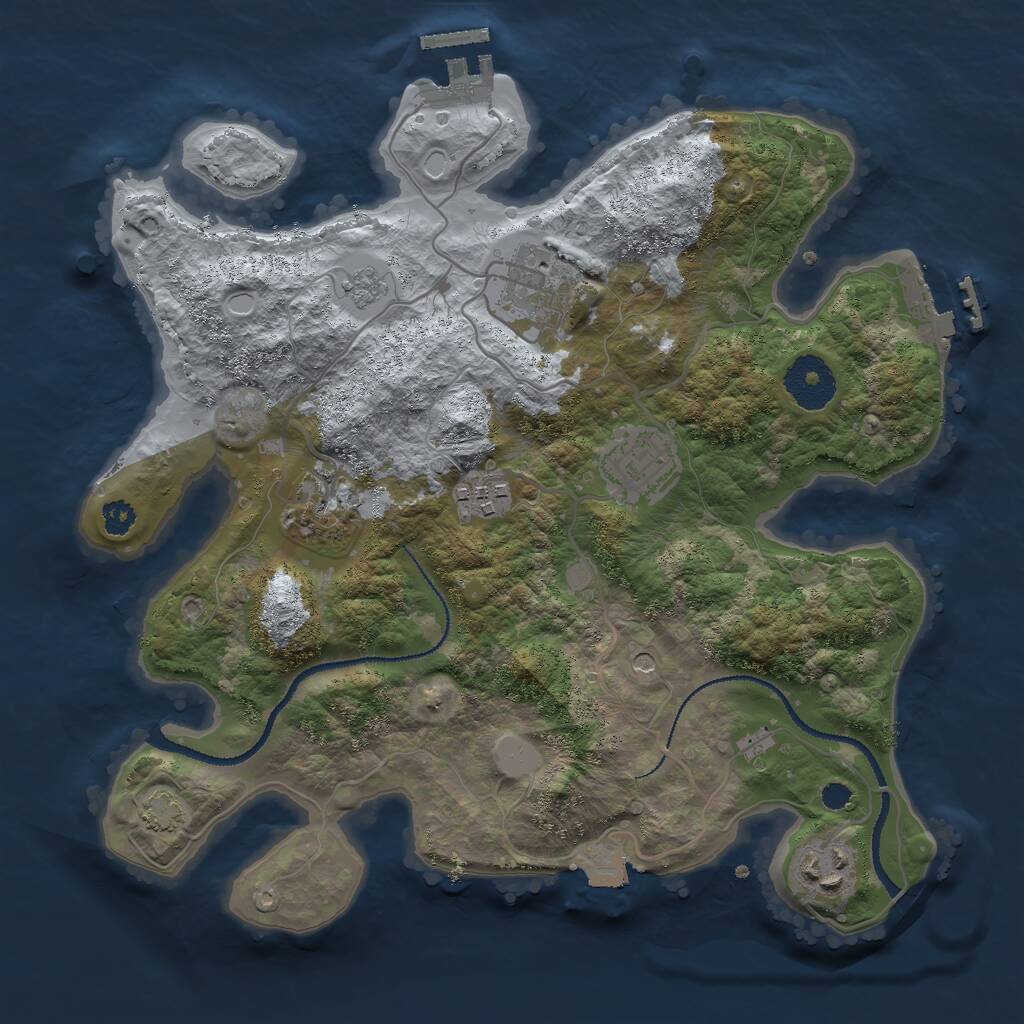 Rust Map: Procedural Map, Size: 3000, Seed: 414, 11 Monuments