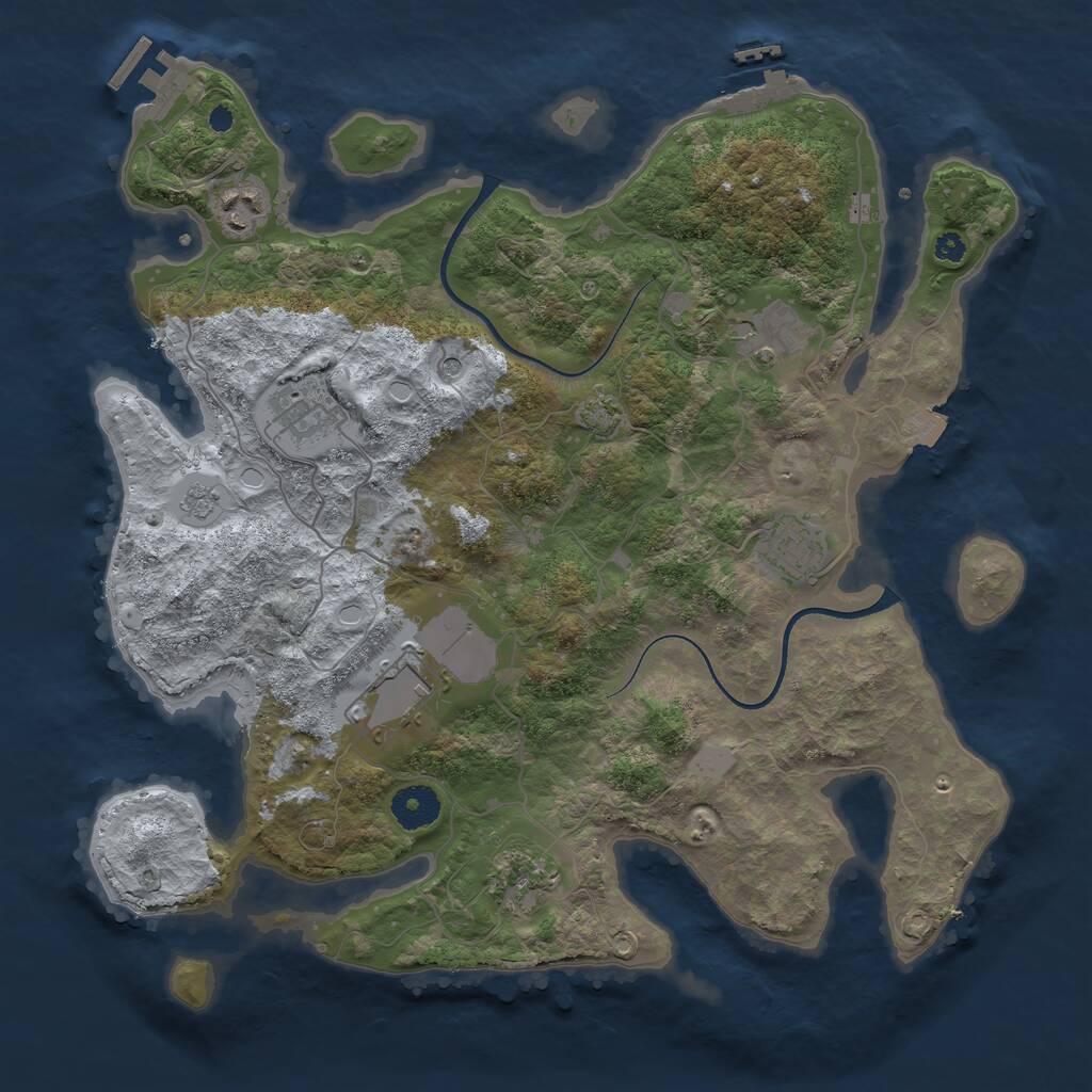 Rust Map: Procedural Map, Size: 3600, Seed: 987587456, 12 Monuments