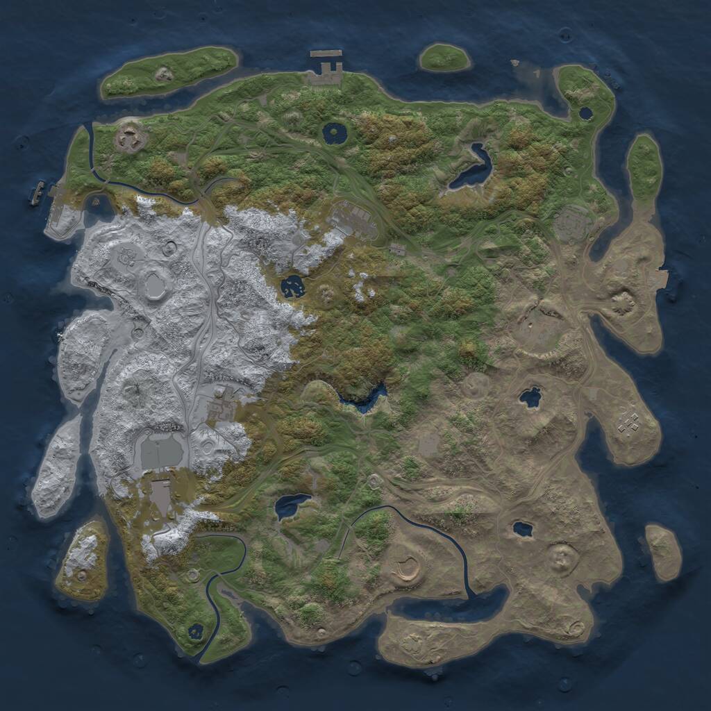 Rust Map: Procedural Map, Size: 4500, Seed: 1181725069, 15 Monuments