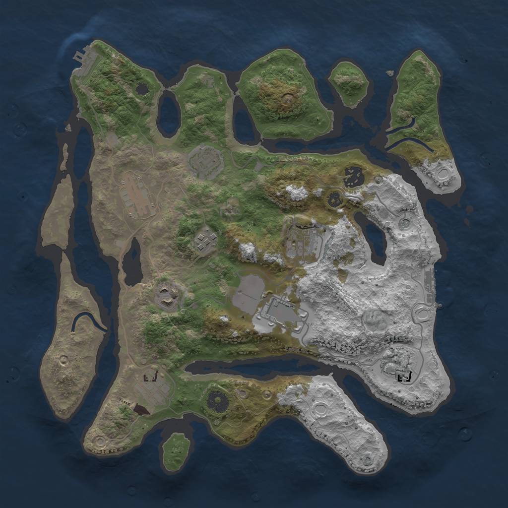 Rust Map: Procedural Map, Size: 3500, Seed: 1010929619, 20 Monuments