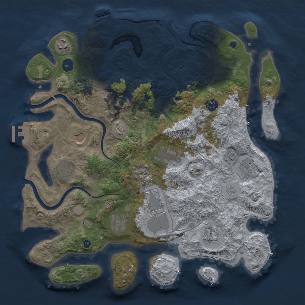 Rust Map: Procedural Map, Size: 3800, Seed: 2481, 16 Monuments
