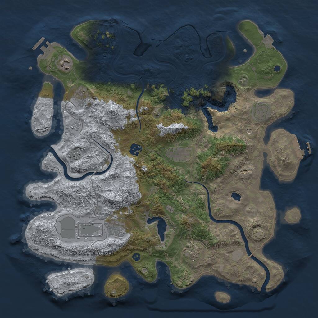 Rust Map: Procedural Map, Size: 4000, Seed: 16543, 15 Monuments