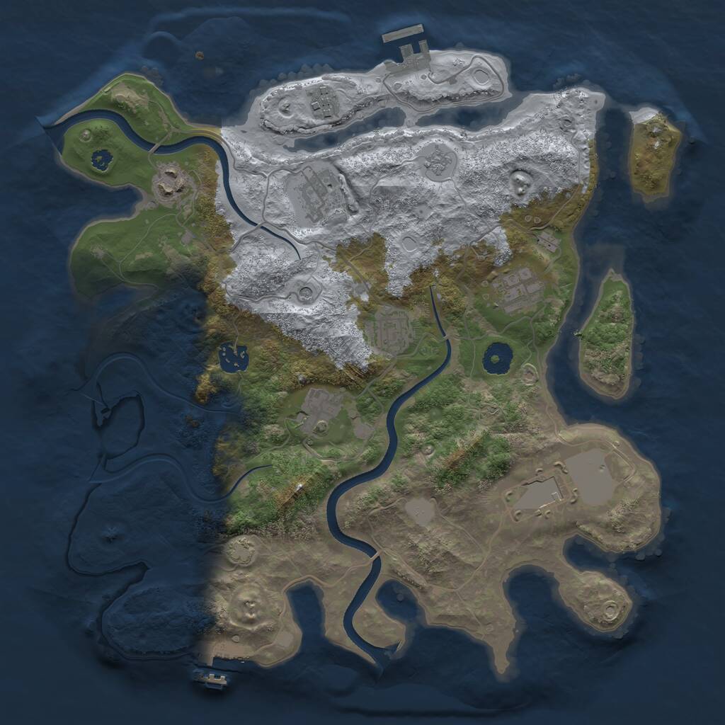 Rust Map: Procedural Map, Size: 3500, Seed: 203985, 14 Monuments
