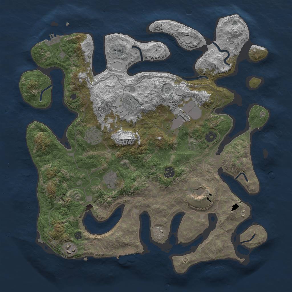 Rust Map: Procedural Map, Size: 4000, Seed: 632794668, 19 Monuments