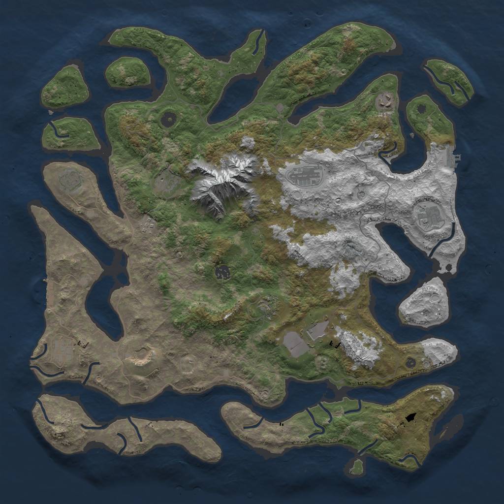 Rust Map: Procedural Map, Size: 5000, Seed: 423873, 22 Monuments