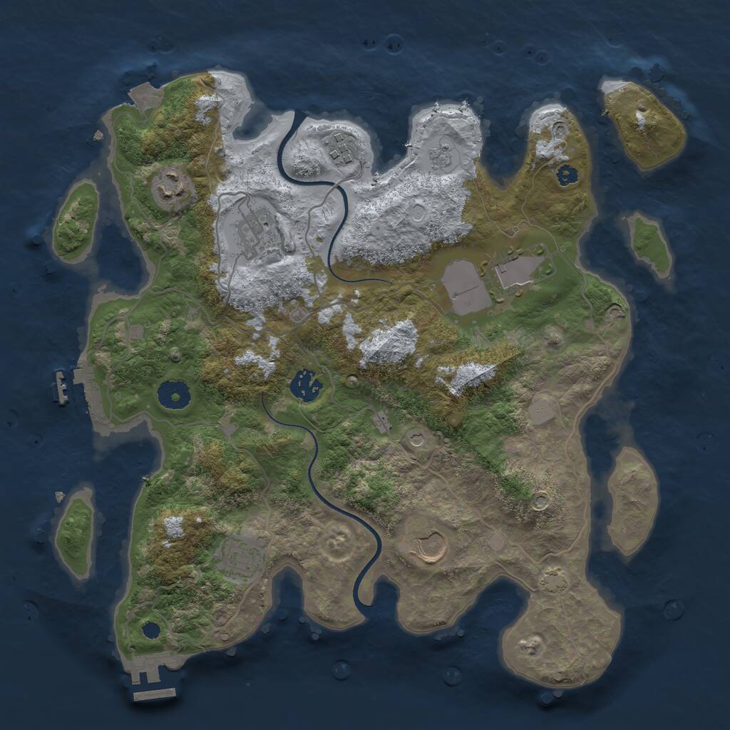 Rust Map: Procedural Map, Size: 3500, Seed: 1424281200, 13 Monuments