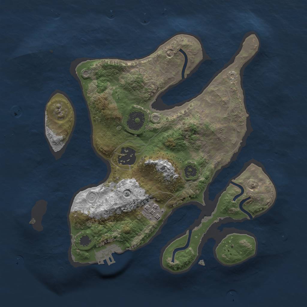 Rust Map: Procedural Map, Size: 2500, Seed: 1854598477, 11 Monuments