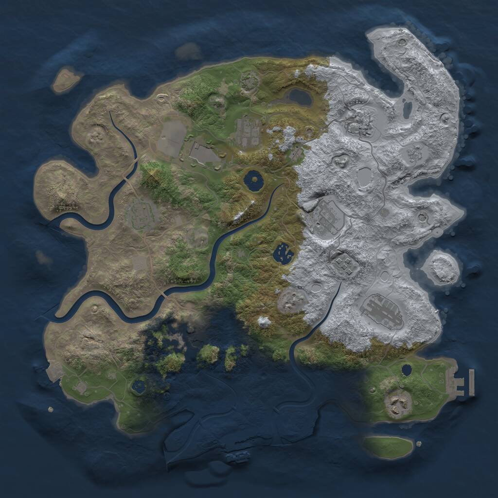 Rust Map: Procedural Map, Size: 3750, Seed: 7231111, 16 Monuments