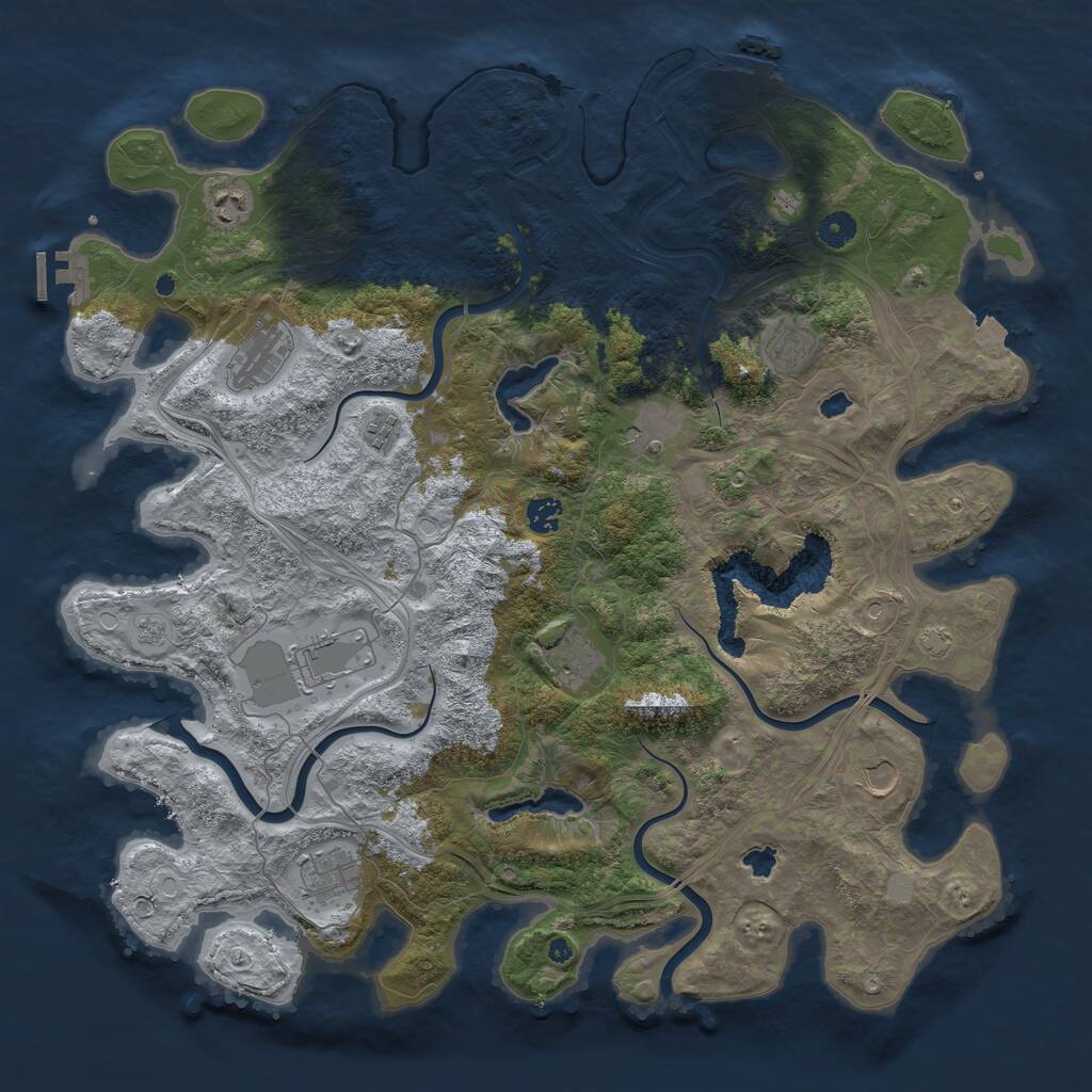 Rust Map: Procedural Map, Size: 4500, Seed: 11308, 16 Monuments