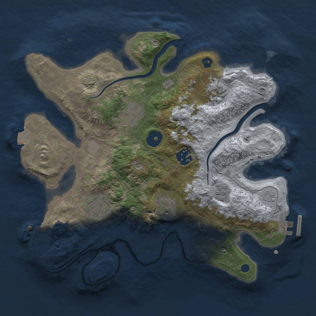 Rust Map: Procedural Map, Size: 3000, Seed: 693121, 12 Monuments