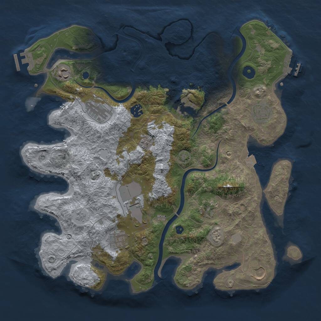 Rust Map: Procedural Map, Size: 3800, Seed: 11308, 16 Monuments