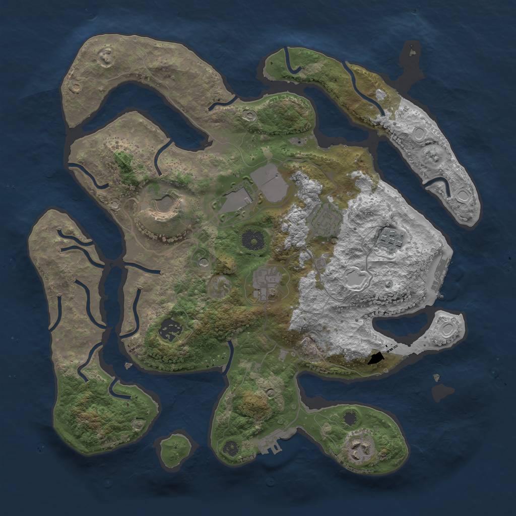 Rust Map: Procedural Map, Size: 3500, Seed: 1999356218, 18 Monuments