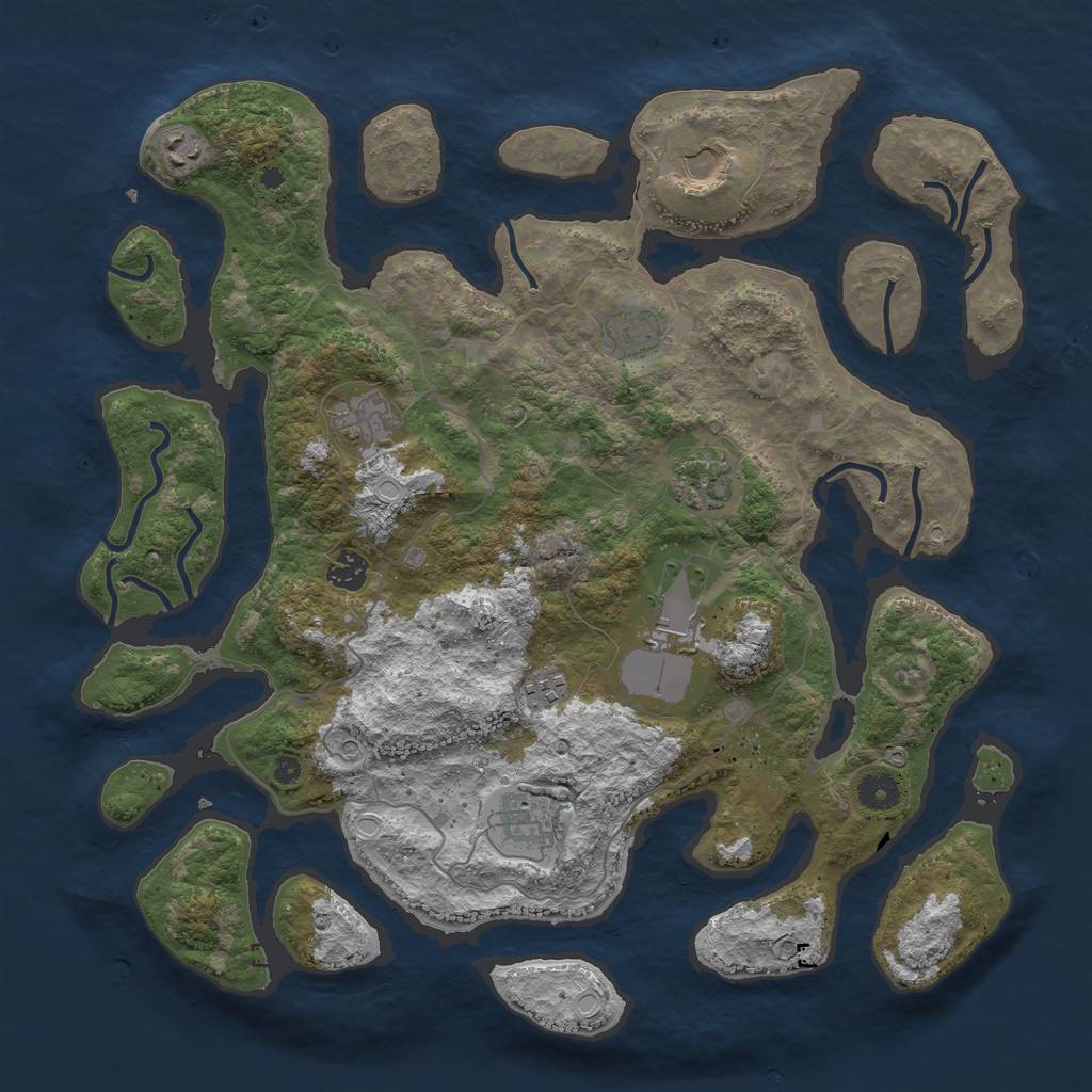 Rust Map: Procedural Map, Size: 4096, Seed: 121308, 18 Monuments