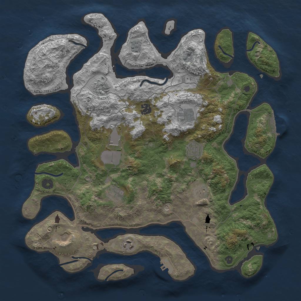 Rust Map: Procedural Map, Size: 4000, Seed: 1179279366, 21 Monuments