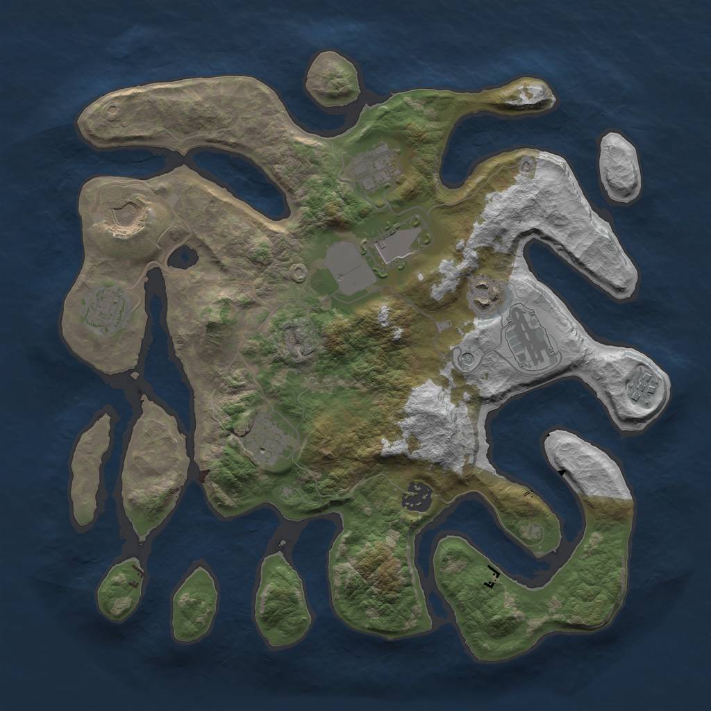 Rust Map: Barren, Size: 3500, Seed: 1837589665, 12 Monuments