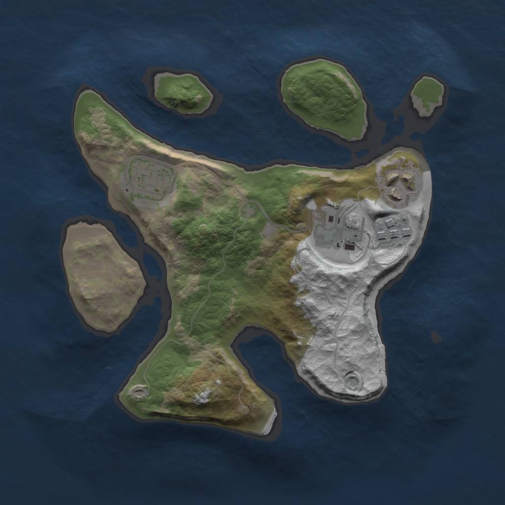 Rust Map: Barren, Size: 2259, Seed: 712372, 6 Monuments