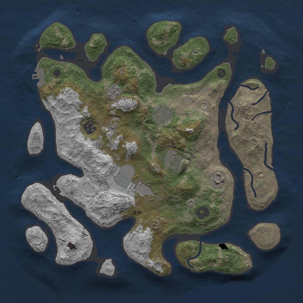 Rust Map: Procedural Map, Size: 3500, Seed: 1331752991, 16 Monuments