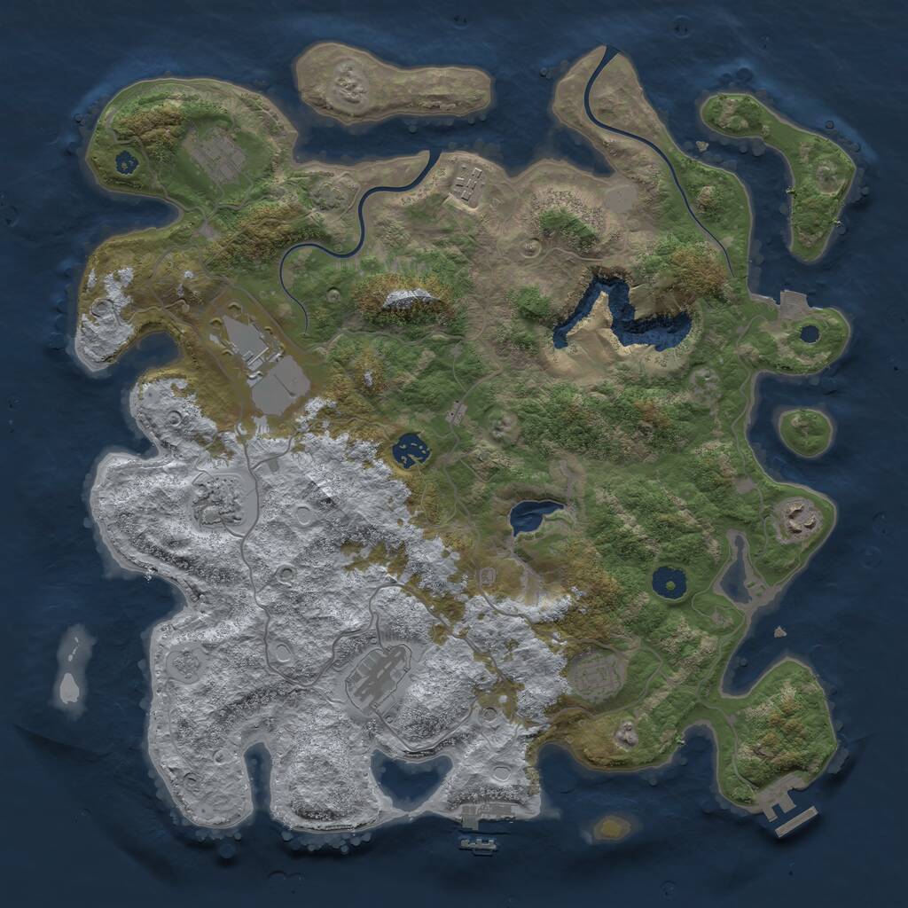 Rust Map: Procedural Map, Size: 4000, Seed: 12389, 14 Monuments