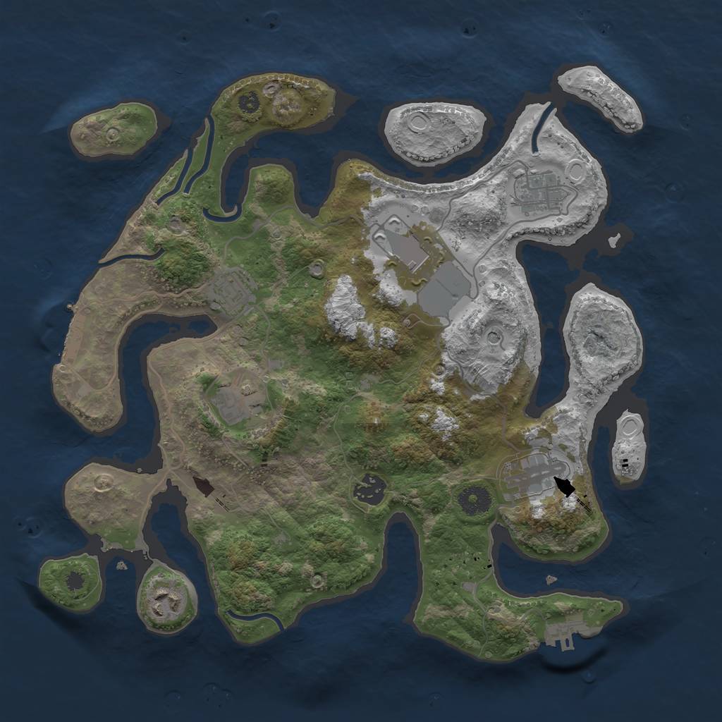 Rust Map: Procedural Map, Size: 3500, Seed: 2231, 18 Monuments