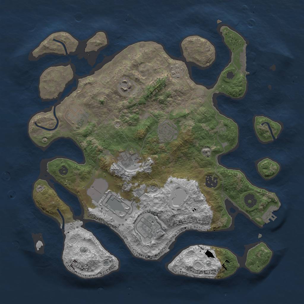 Rust Map: Procedural Map, Size: 3500, Seed: 14821, 19 Monuments