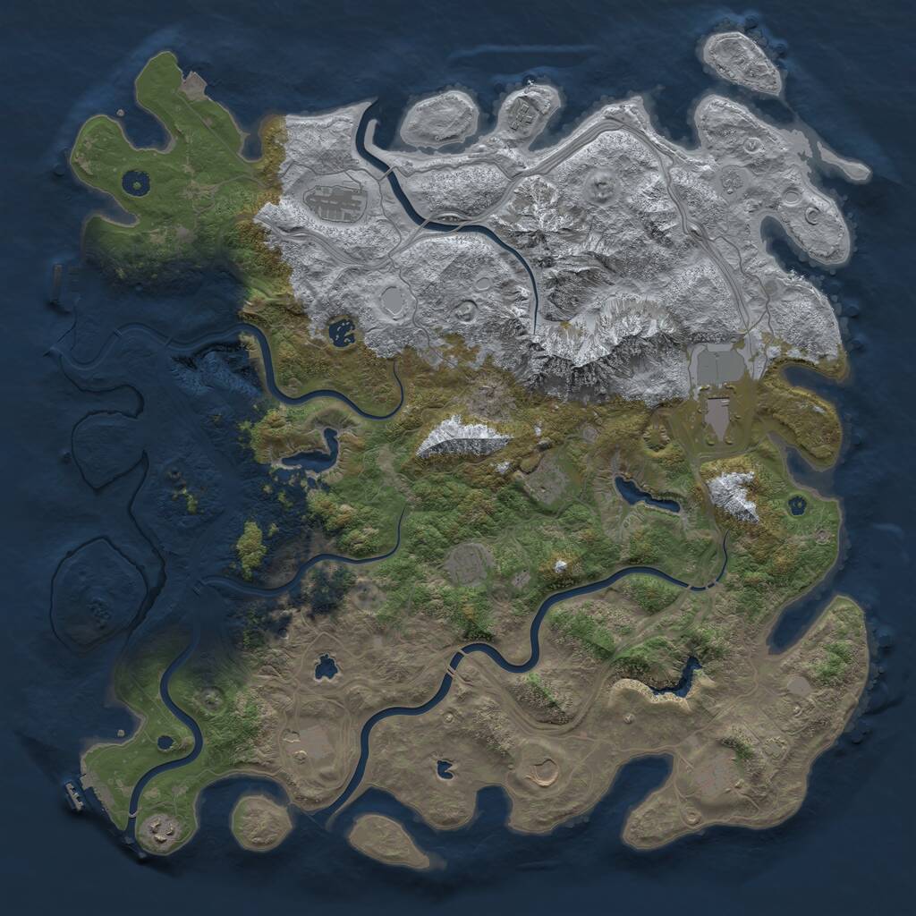 Rust Map: Procedural Map, Size: 5000, Seed: 91447091, 16 Monuments