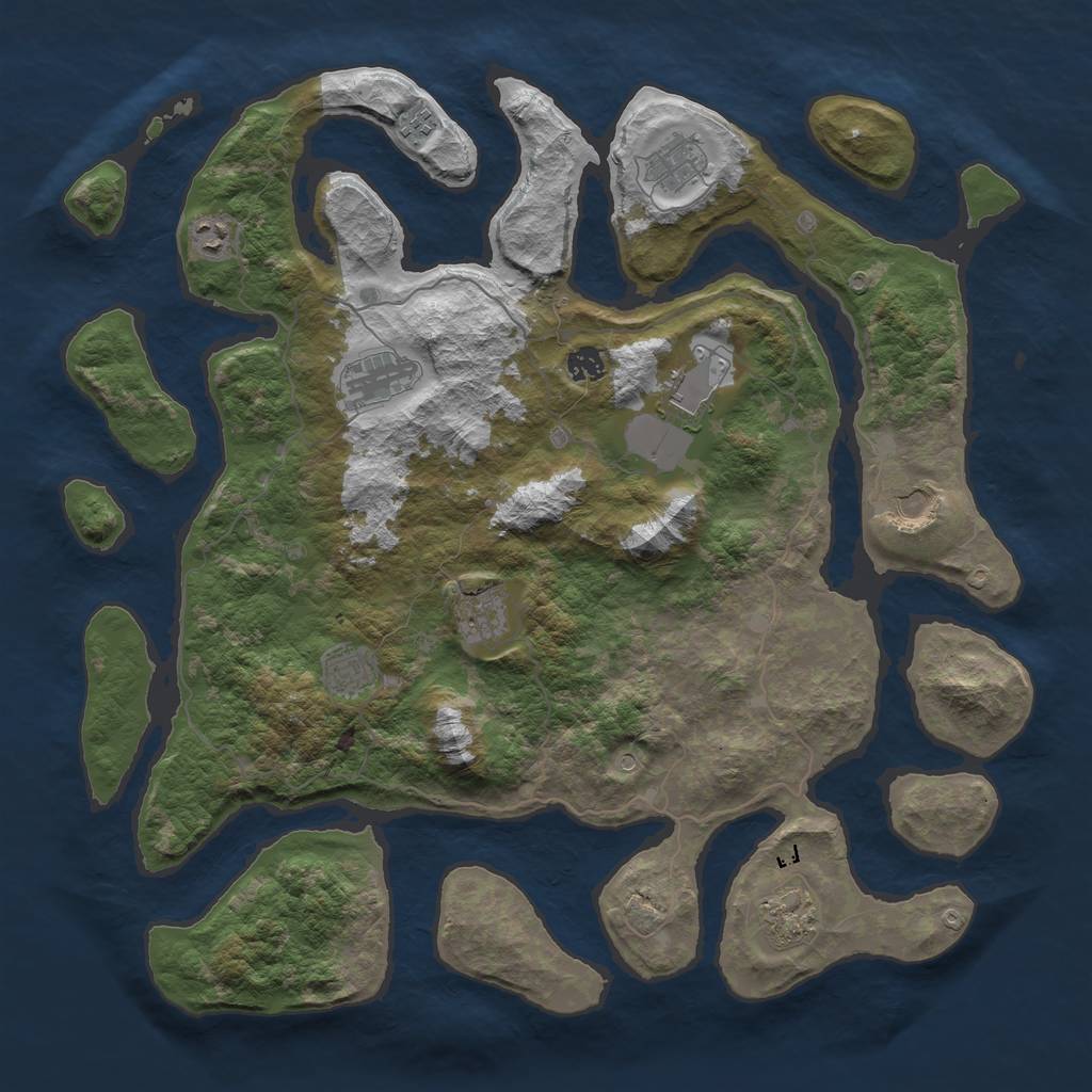 Rust Map: Barren, Size: 4500, Seed: 41308, 13 Monuments