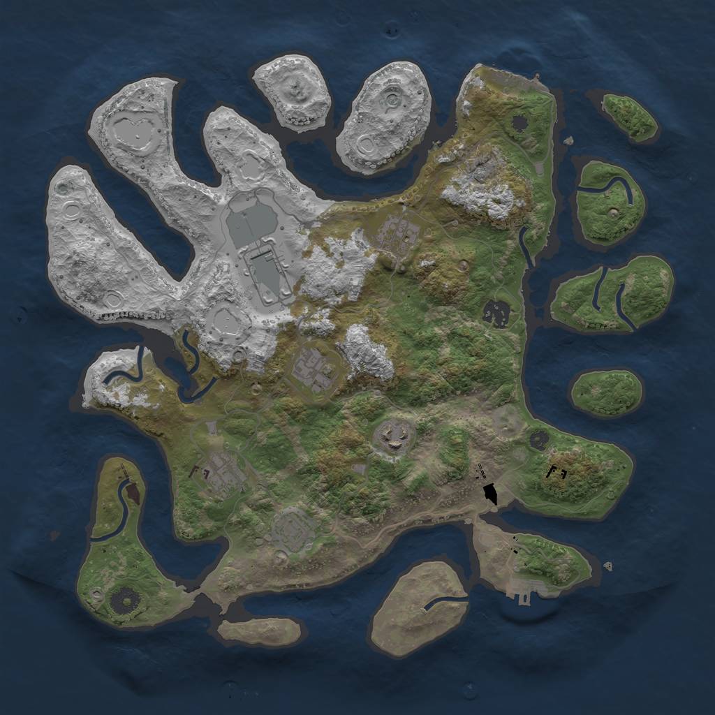 Rust Map: Procedural Map, Size: 3800, Seed: 81321, 18 Monuments