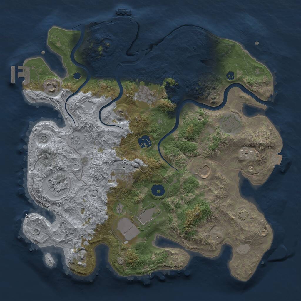 Rust Map: Procedural Map, Size: 3500, Seed: 1794474973, 15 Monuments
