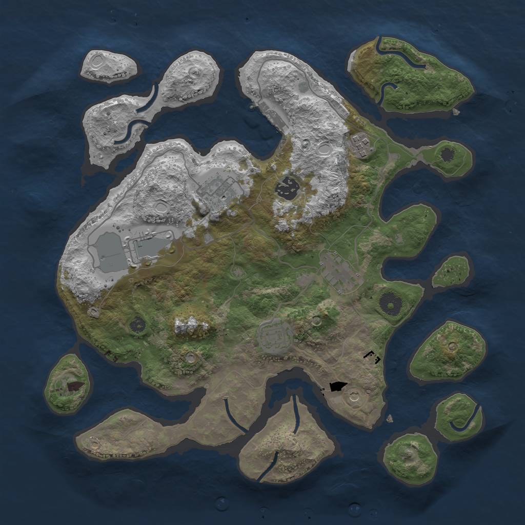 Rust Map: Procedural Map, Size: 3500, Seed: 307203481, 16 Monuments