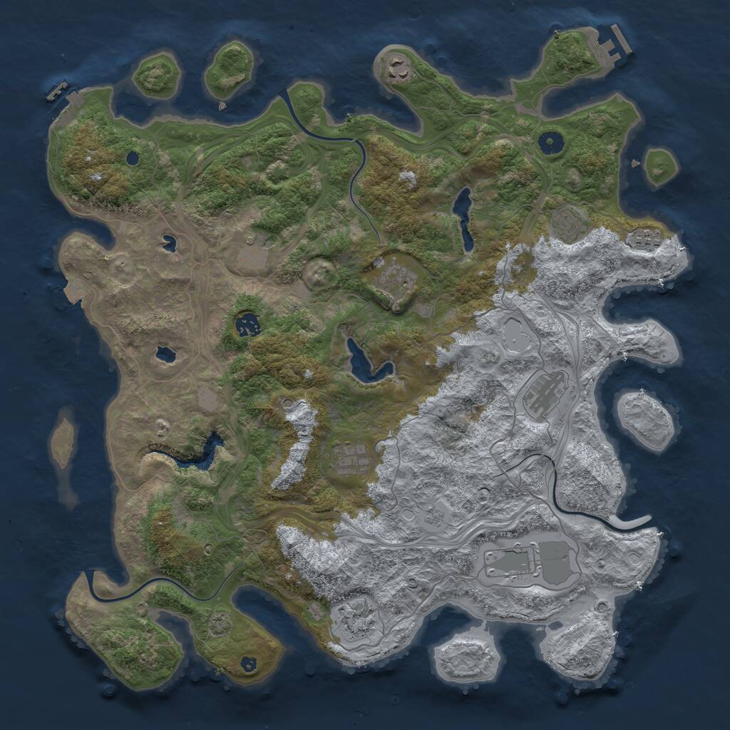 Rust Map: Procedural Map, Size: 4500, Seed: 51308, 16 Monuments
