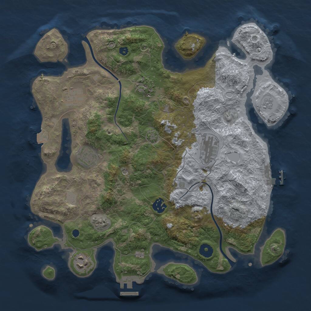 Rust Map: Procedural Map, Size: 3429, Seed: 3519, 12 Monuments
