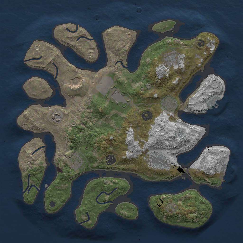Rust Map: Procedural Map, Size: 3500, Seed: 529123456, 19 Monuments