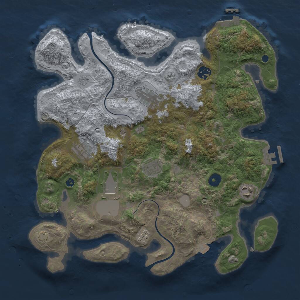 Rust Map: Procedural Map, Size: 3500, Seed: 855080763, 13 Monuments