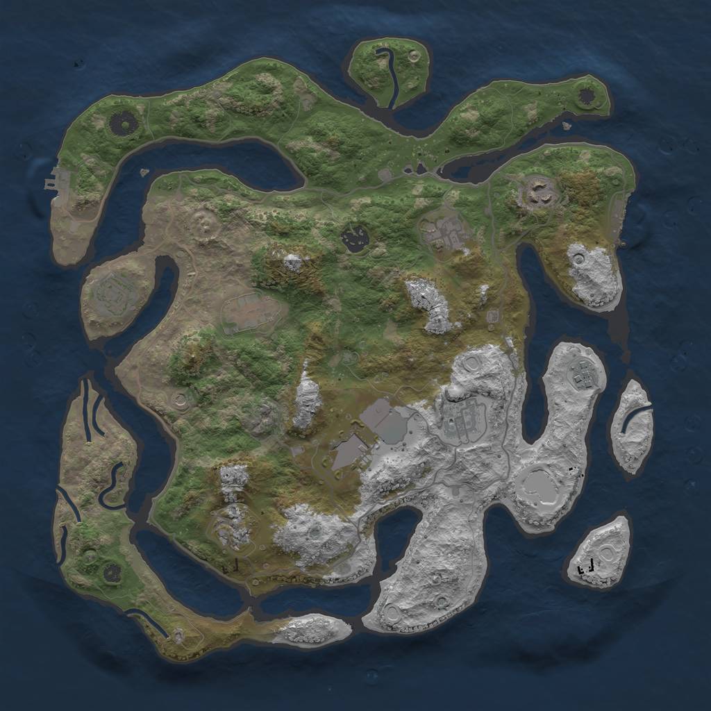 Rust Map: Procedural Map, Size: 4000, Seed: 841782310, 20 Monuments