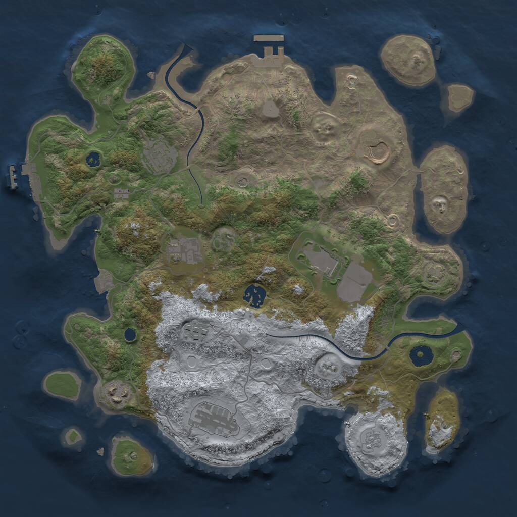 Rust Map: Procedural Map, Size: 3500, Seed: 1990025765, 14 Monuments