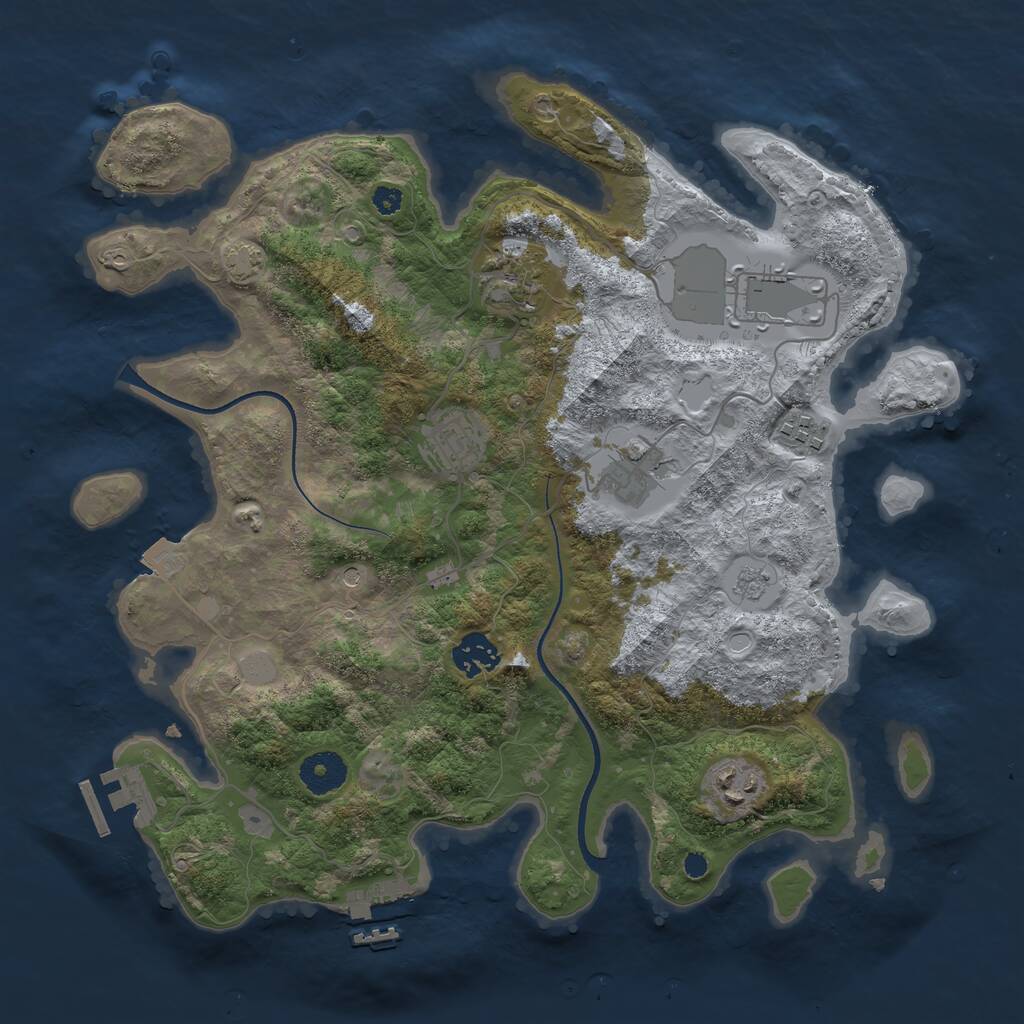 Rust Map: Procedural Map, Size: 3500, Seed: 490660464, 13 Monuments