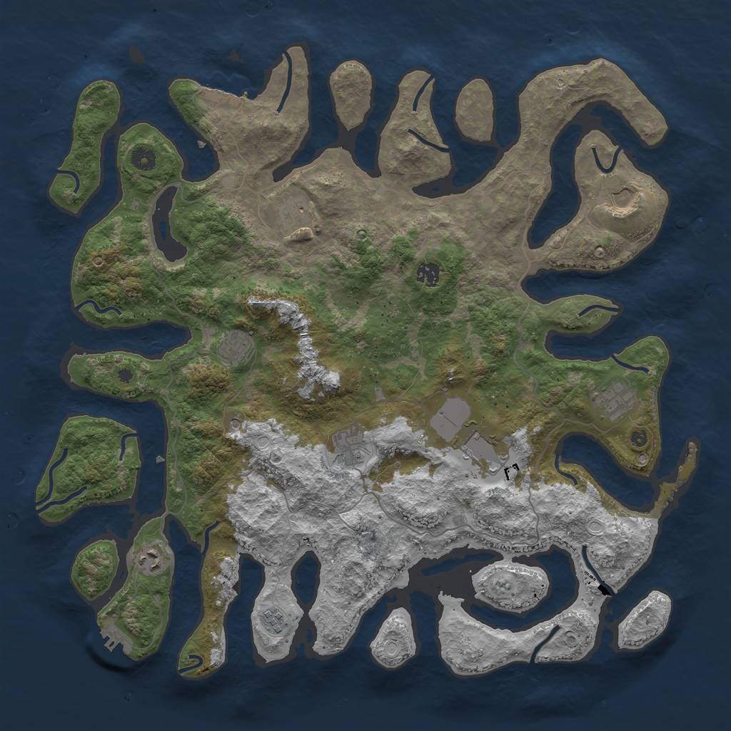 Rust Map: Procedural Map, Size: 4500, Seed: 5193, 20 Monuments