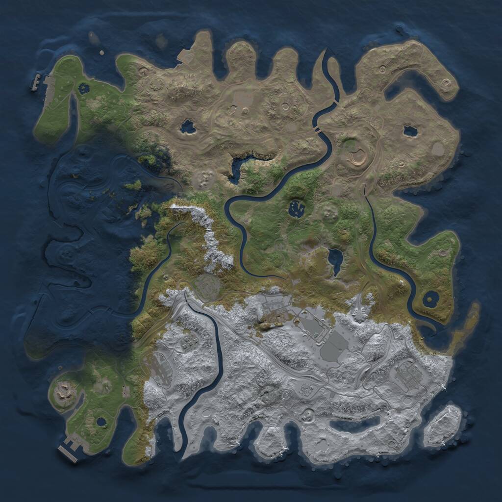 Rust Map: Procedural Map, Size: 4500, Seed: 5193, 16 Monuments