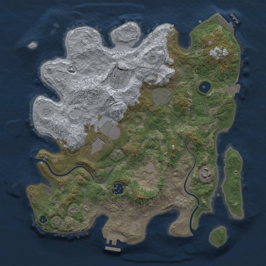 Rust Map: Procedural Map, Size: 3500, Seed: 840386303, 12 Monuments