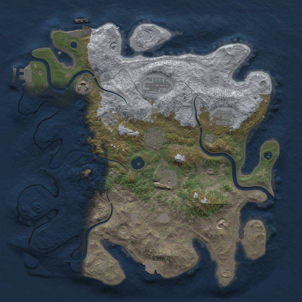 Rust Map: Procedural Map, Size: 3550, Seed: 54336244, 12 Monuments