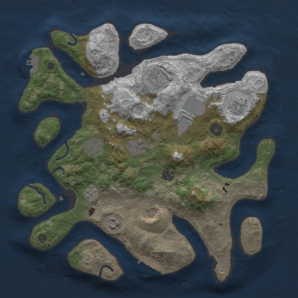 Rust Map: Procedural Map, Size: 3550, Seed: 54336244, 20 Monuments