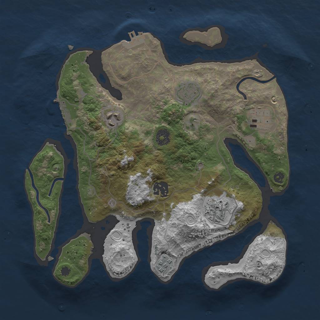 Rust Map: Procedural Map, Size: 3000, Seed: 2124459695, 16 Monuments