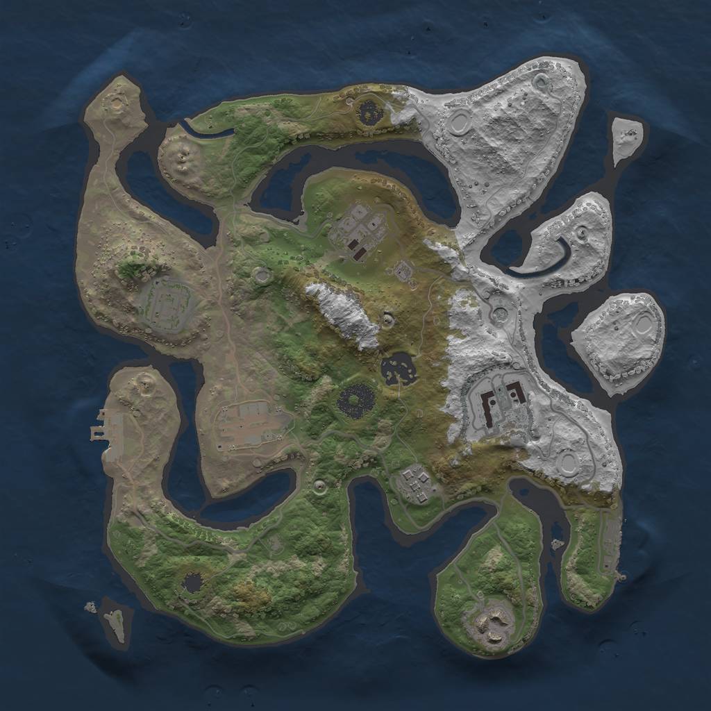 Rust Map: Procedural Map, Size: 3000, Seed: 4121, 18 Monuments